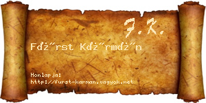 Fürst Kármán névjegykártya